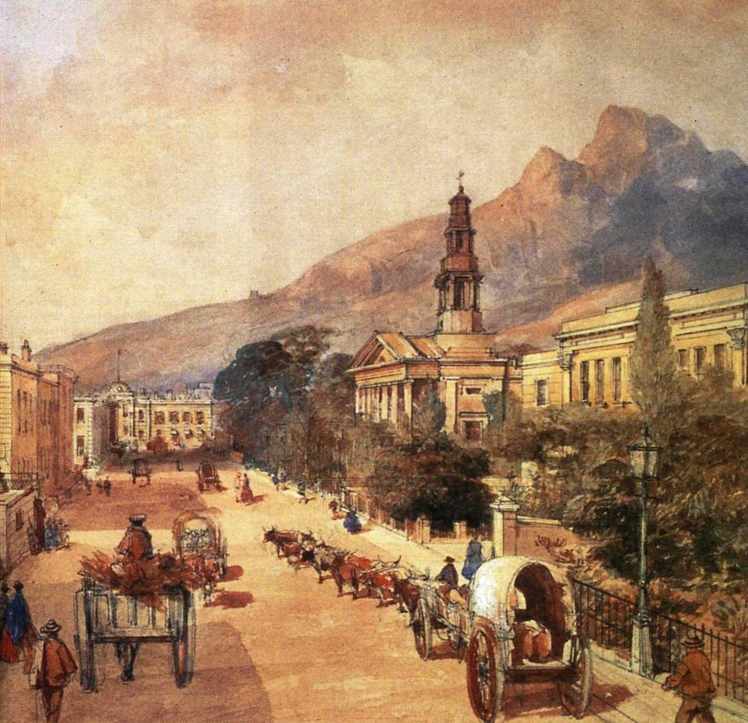 St Georges Cathedral Cape Town Cape Colony 1800s watercolour by Bowler